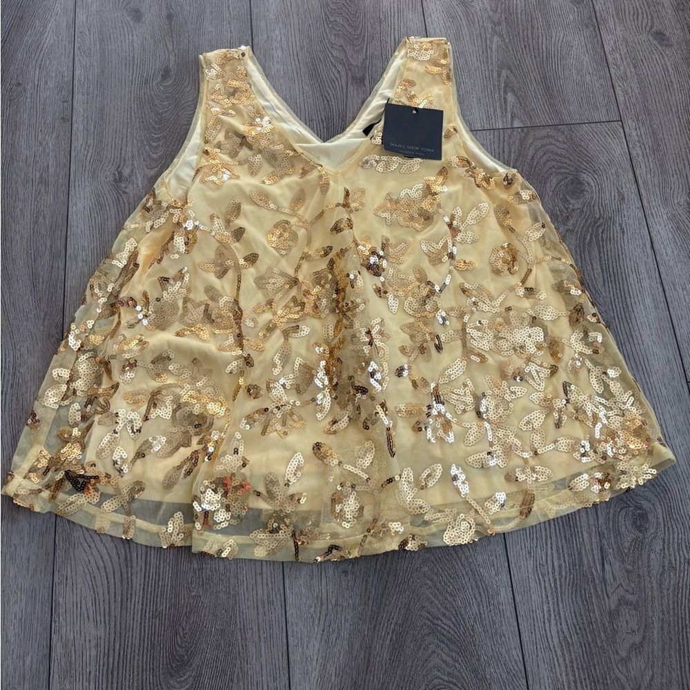 Marc New York Gold Sequin Sleeveless Top